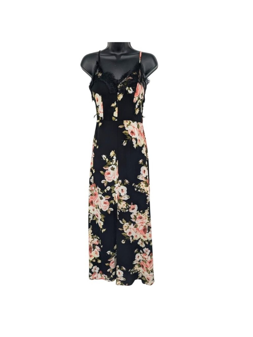 Floral Lace Trim Slip Midi Dress Y2K Whimsigoth Fairy Cocktail Resort Ethereal 2